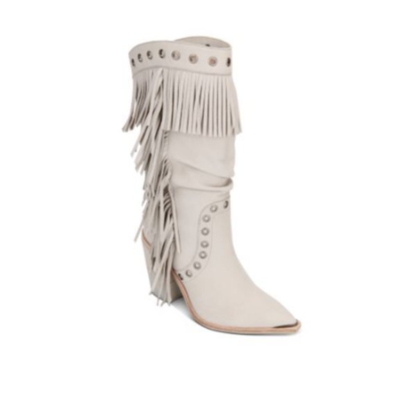 Kenneth Cole New York West Side Mid Fringe Leather Boot in Cloud - Picture 2 of 7